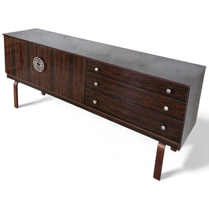 Vintage Sideboard | Mid Century Rosewood Effect Cabinet With Raised Legs