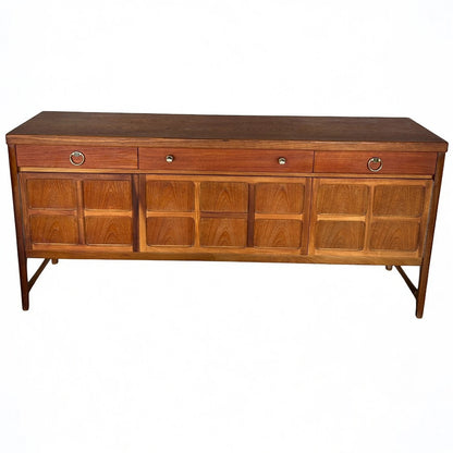 Mid Century Modern Nathan Squares Teak Sideboard Credenza Buffet