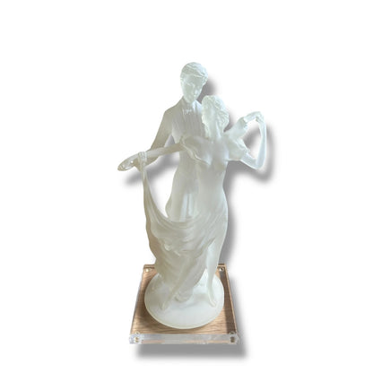 Vintage 1990s Lucite Art Deco Style Dancing Couple Sculpture Signed by Crosa