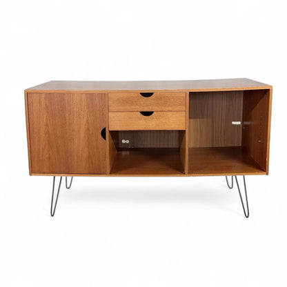 Swedish Mid-Century Teak Sideboard | 1960s Modern Credenza on Hairpin Legs