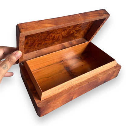 Vintage 1960s Burr Wood Jewellery Box