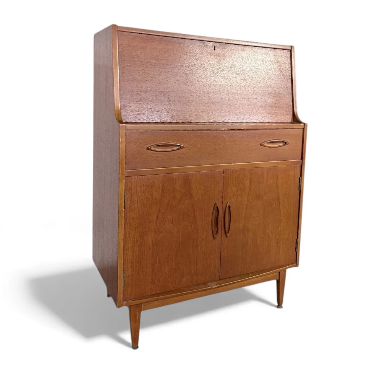 Mid Century Modern Vintage Jentique Teak Writing Desk Bureau Cabinet