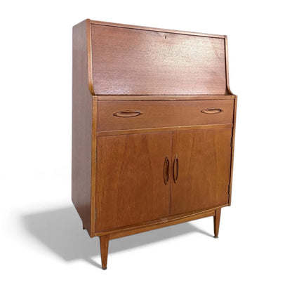 Mid Century Modern Vintage Jentique Teak Writing Desk Bureau Cabinet