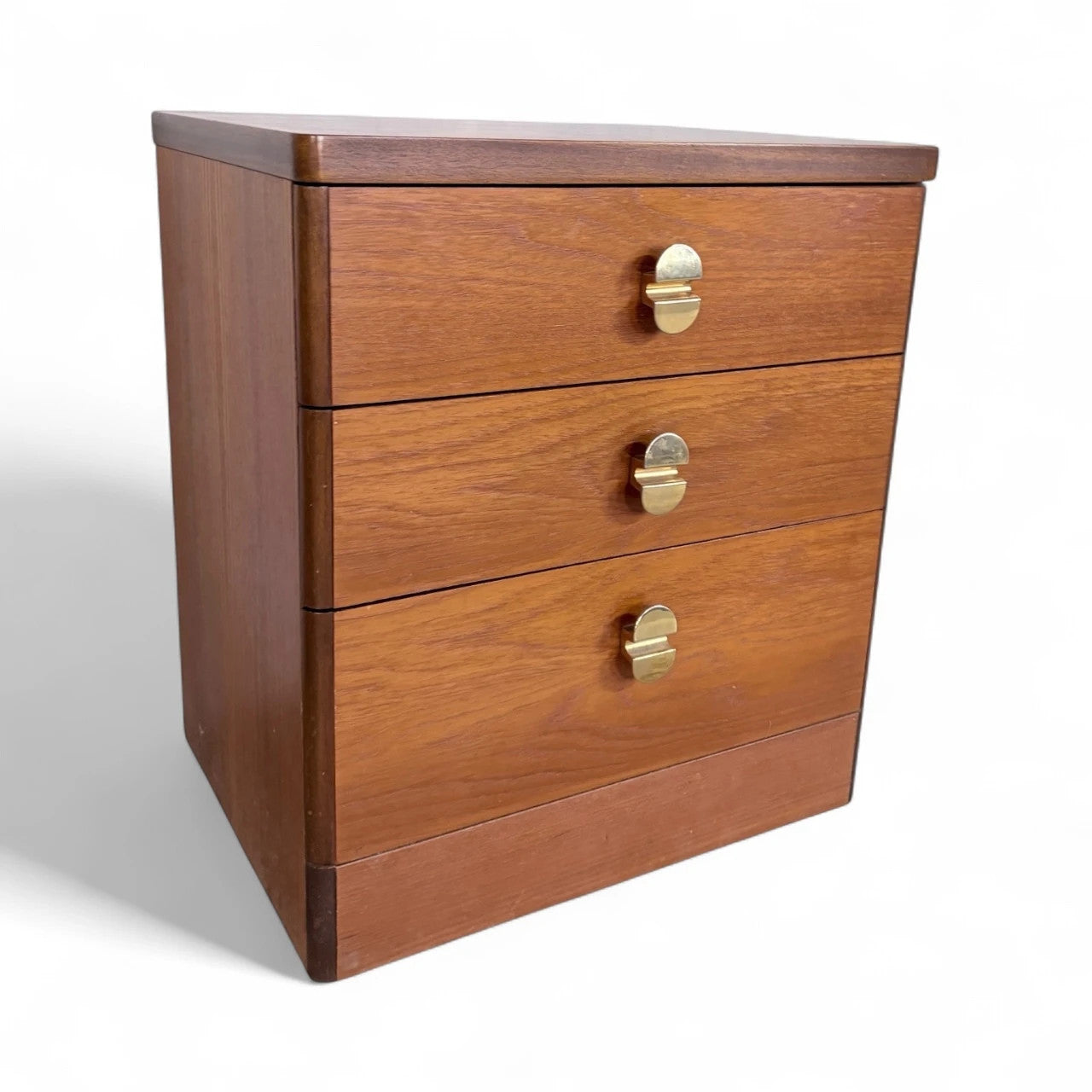 Mid Century Stag Teak Bedside Cabinet with Brass Handles