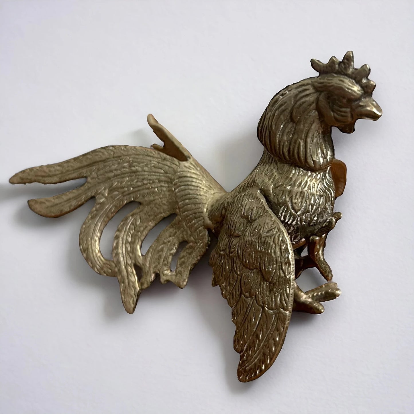 Vintage 1960s Silver Metal Rooster Sculpture