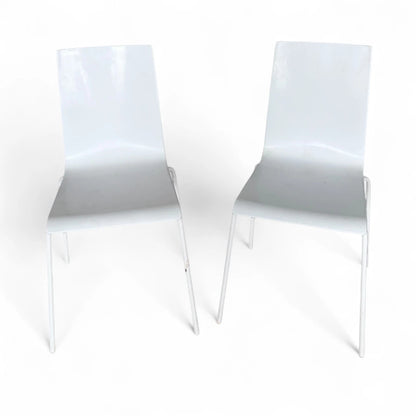 Pair of Italian White Plastic Dining Chairs | Minimal Modern Design