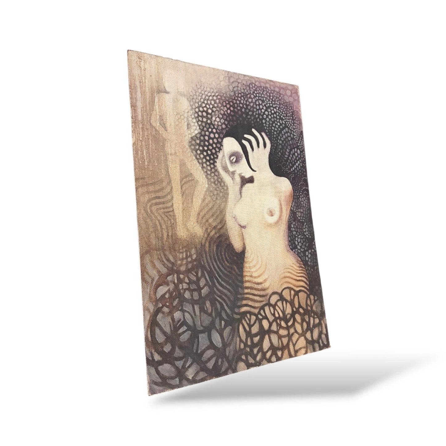 Original 1971 Abstract Nude Painting | Vintage Surreal Figurative Artwork on Canvas