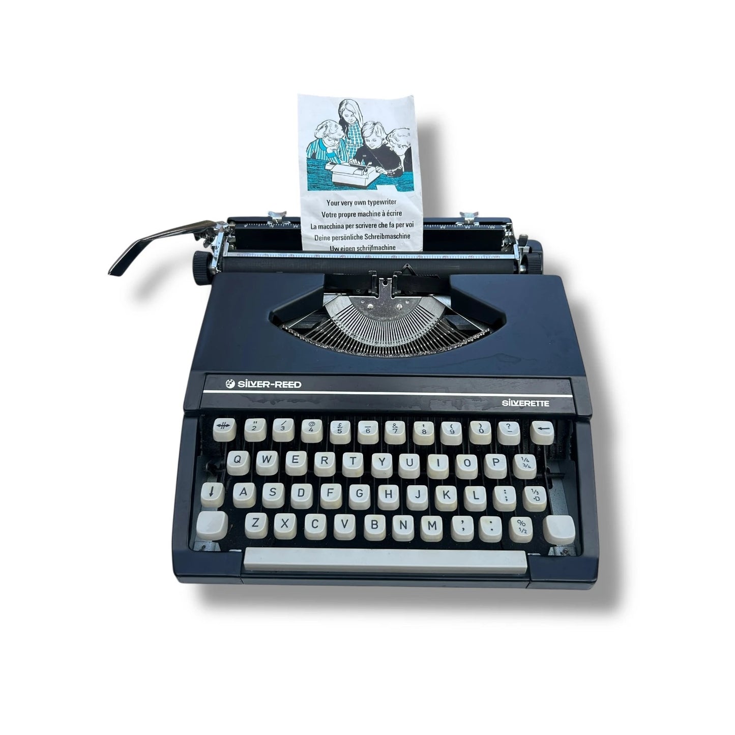 Vintage Typewriter - 1970s Silver Reed Silverette Black Mechanical Typing Machine