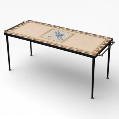 Dragonfly Mosaic Coffee Table – 1950s Mid Century Vintage Mosaic Table With Iron Frame — view 2