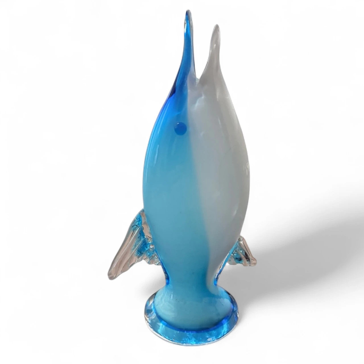 Vintage Murano Glass Dolphin | Blue & White Hand-Blown Art Glass Figurine | Mid-Century