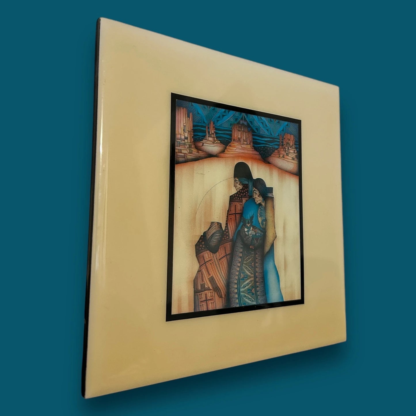 Vintage 1970s Amado Pena Native American Art Tile