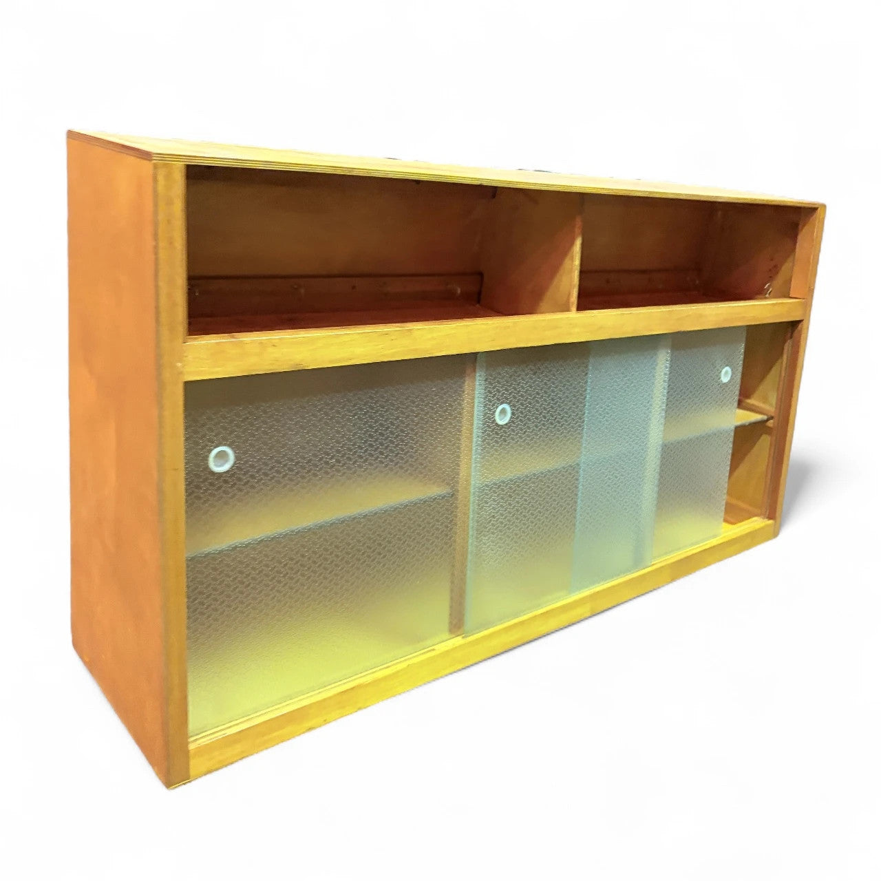 Mid Century French Kitchen Wall Cabinet | 1950s Retro Oak Wall Unitt