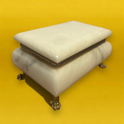 Vintage 1960s Italian Alabaster and Brass Jewellery Box