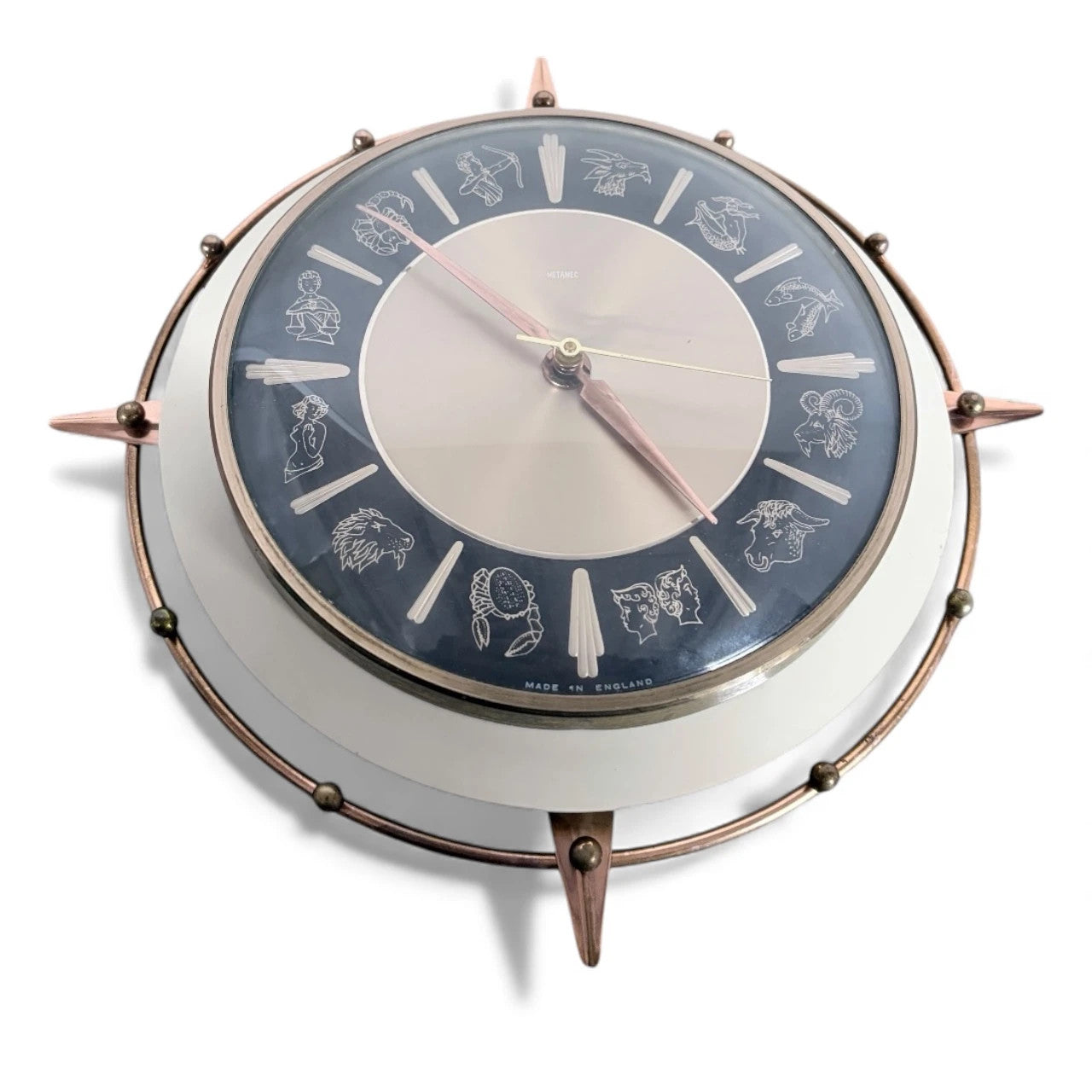 Mid-Century Metamec Zodiac Wall Clock – Copper Starburst Atomic Design