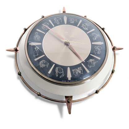 Mid-Century Metamec Zodiac Wall Clock – Copper Starburst Atomic Design
