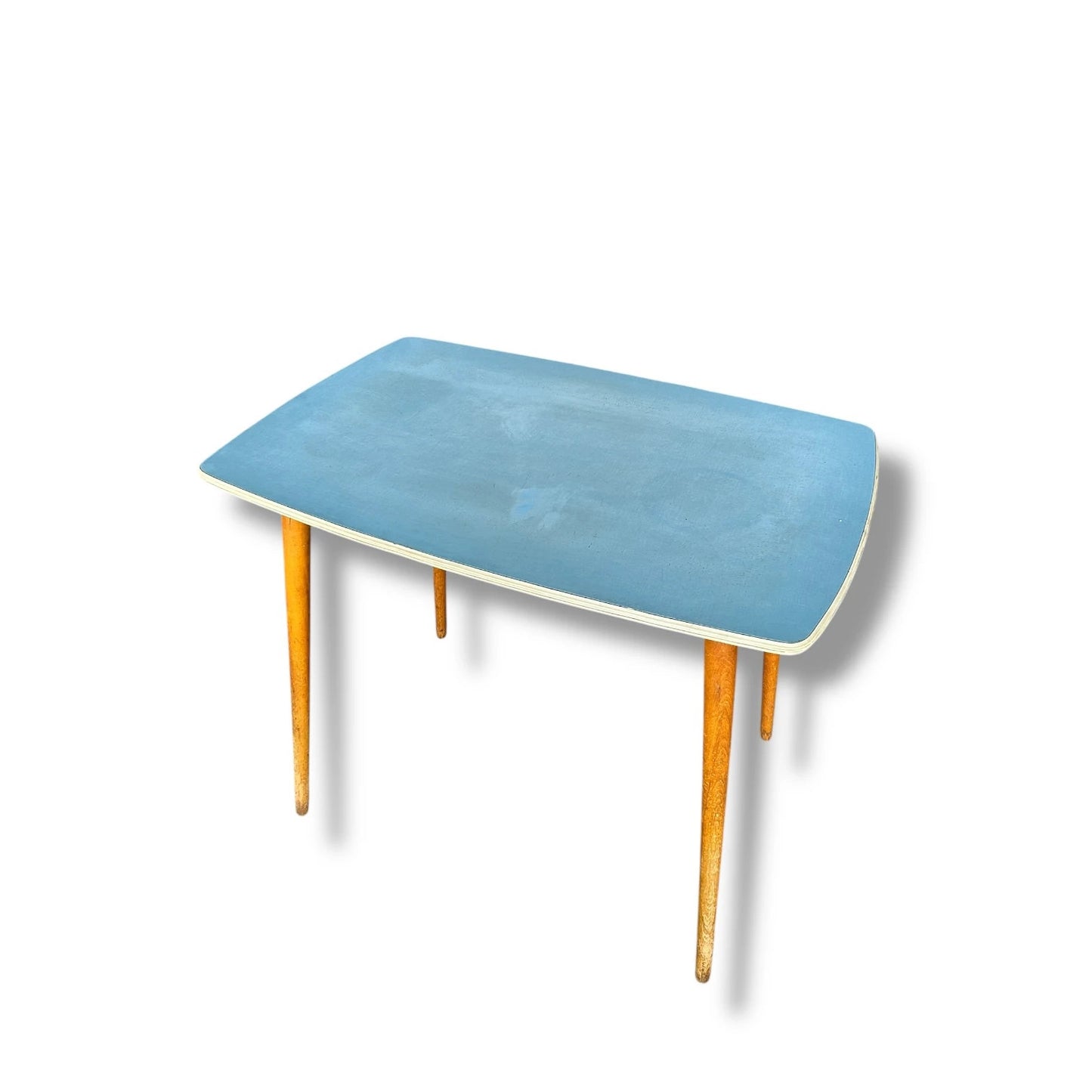 Mid Century Blue Formica Kitchen Table | Compact Retro Dining Table 1960s