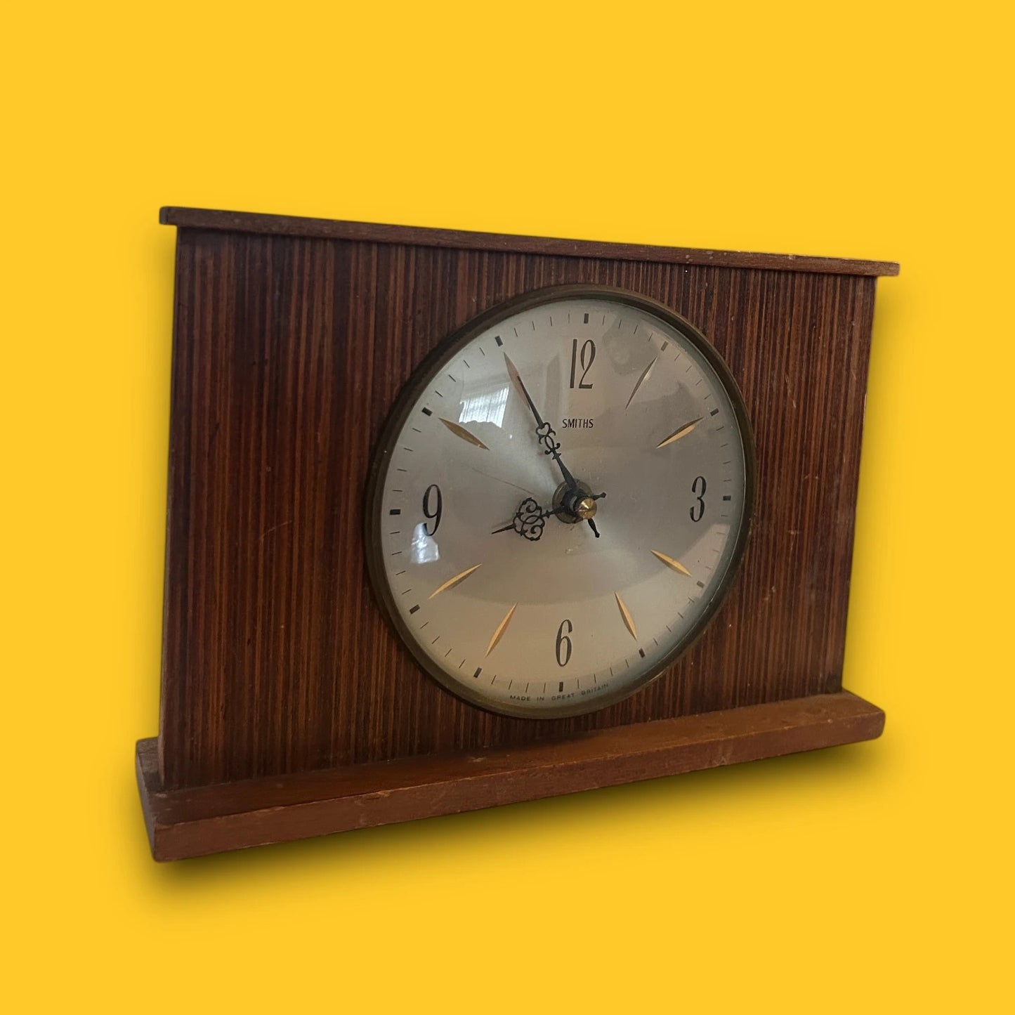 Mid Century Teak Wood Smiths Mantle Clock