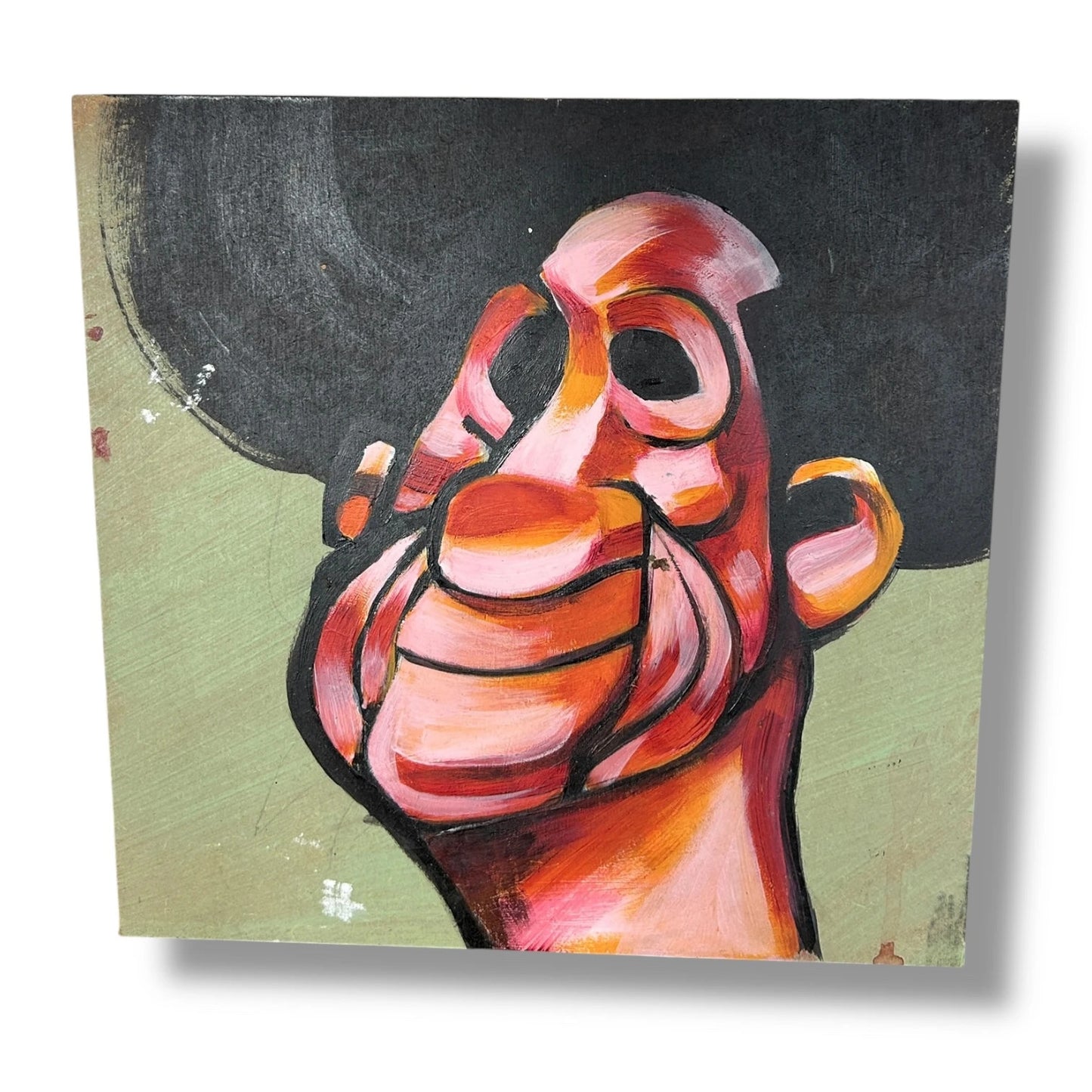 Outsider Art Portrait Painting | Neo Expressionist Abstract Face | Vintage Modernist Wall Art