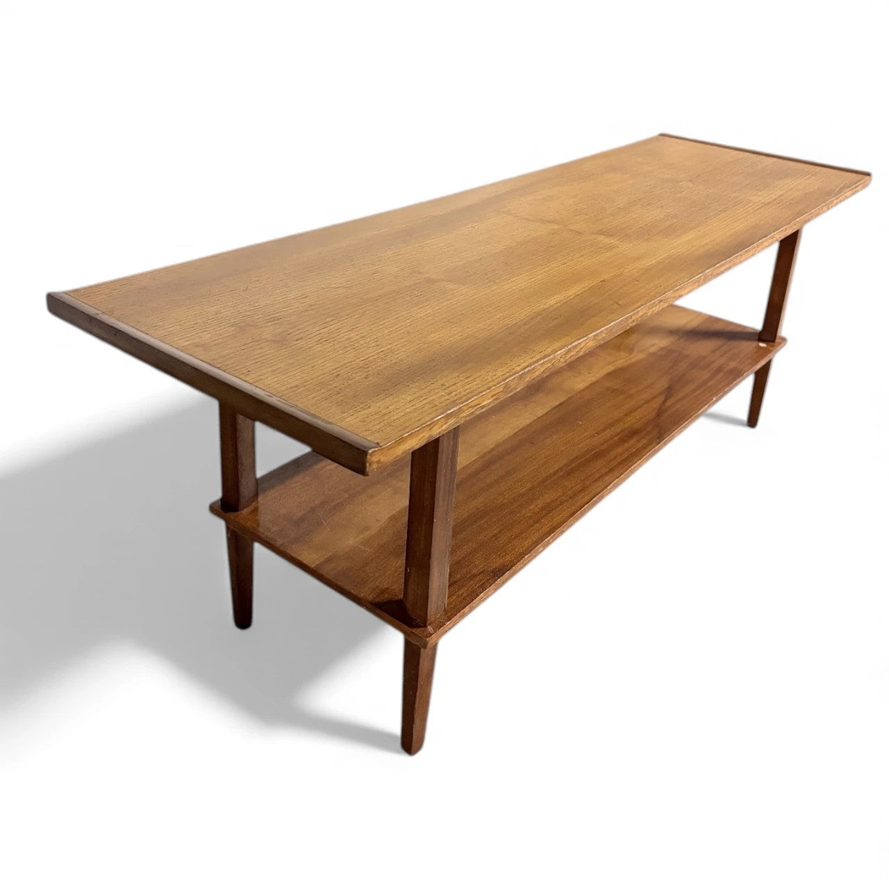 Mid Century Coffee Table - Teak Toned Hardwood Retro Living Room Centrepiece — view 2