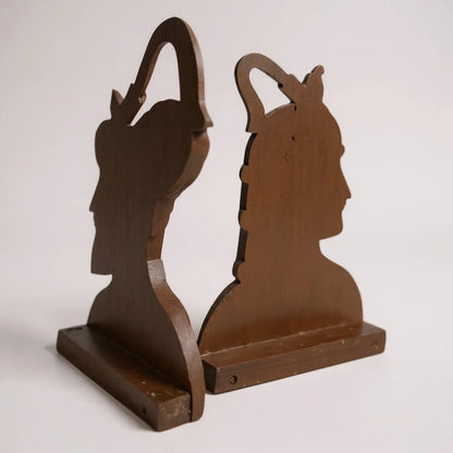 Vintage Middle Eastern Style Carved Wooden Bookends