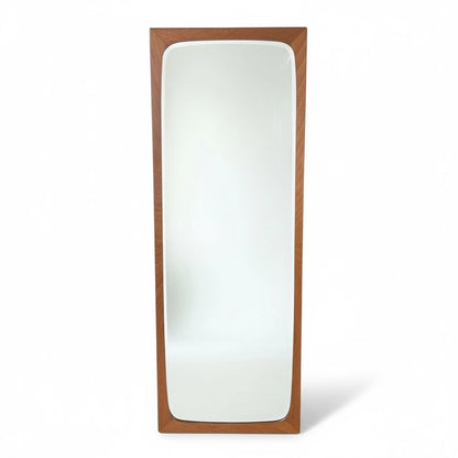 Danish Teak Wall Mirror – Mid-Century Modern Decor | Sculpted Teak Edges