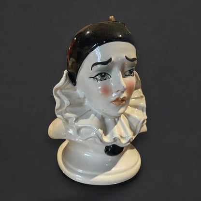 Mid Century Pierrot clown statue bust