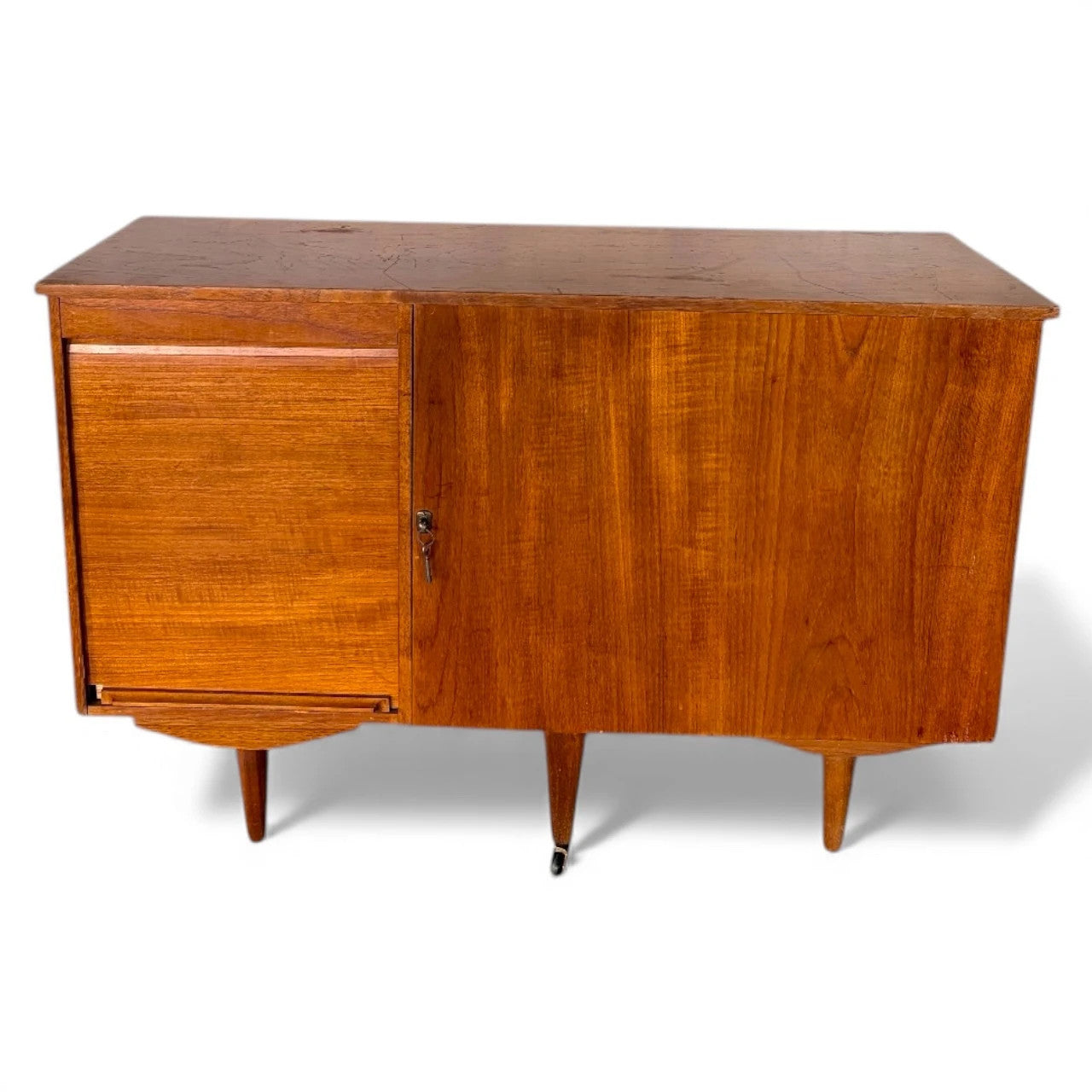 Metamorphic Danish Desk – Mid-Century Teak Convertible Cabinet