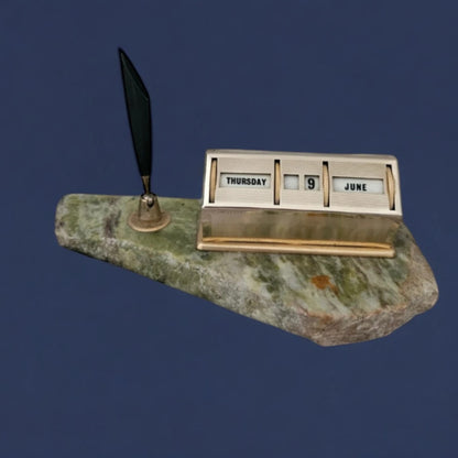 Mid Century Onyx Mounted Perpetual Calendar
