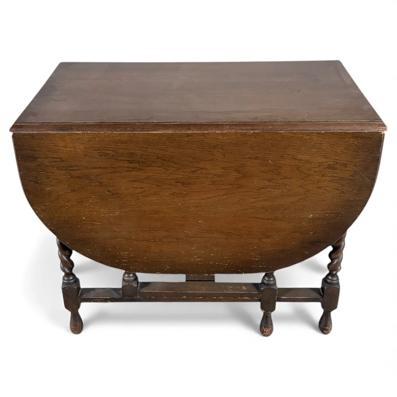 Oak Drop Leaf Table – Vintage Dining Table with Barley Twist Legs & Folding Design