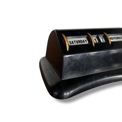 Mid Century Modern Black and Gold Perpetual Desk Calendar