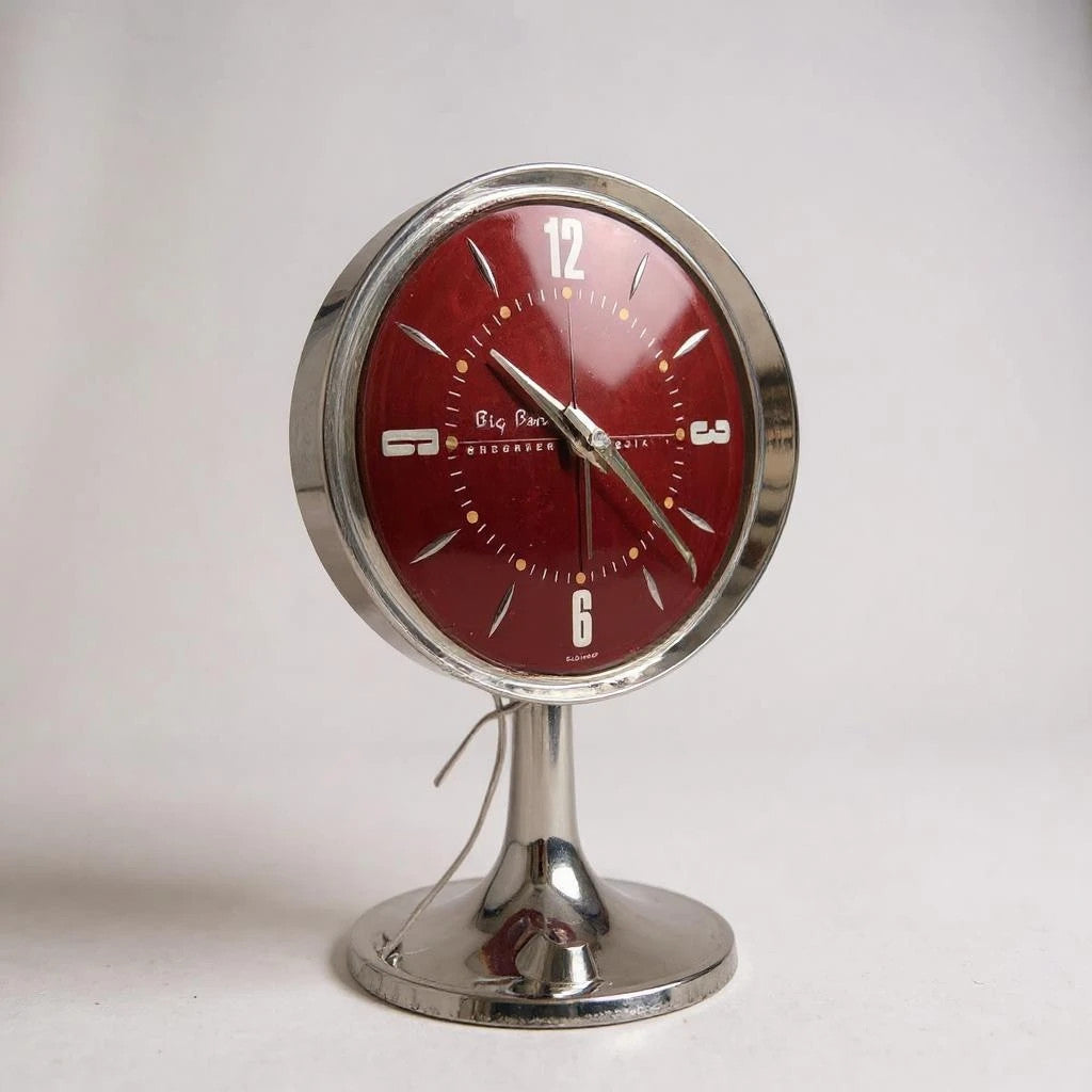 Mid Century Modern Space Age Red Big Ben Westclox Alarm Clock