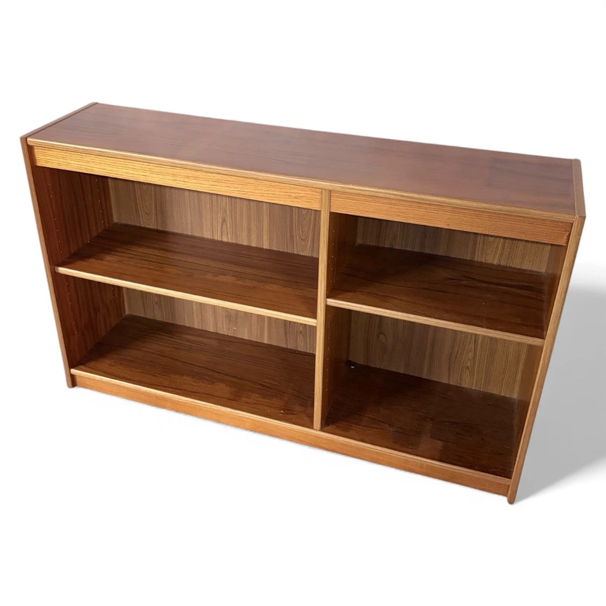 Mid Century Teak Bookcase - Danish Low Shelving Unit With Open Storage