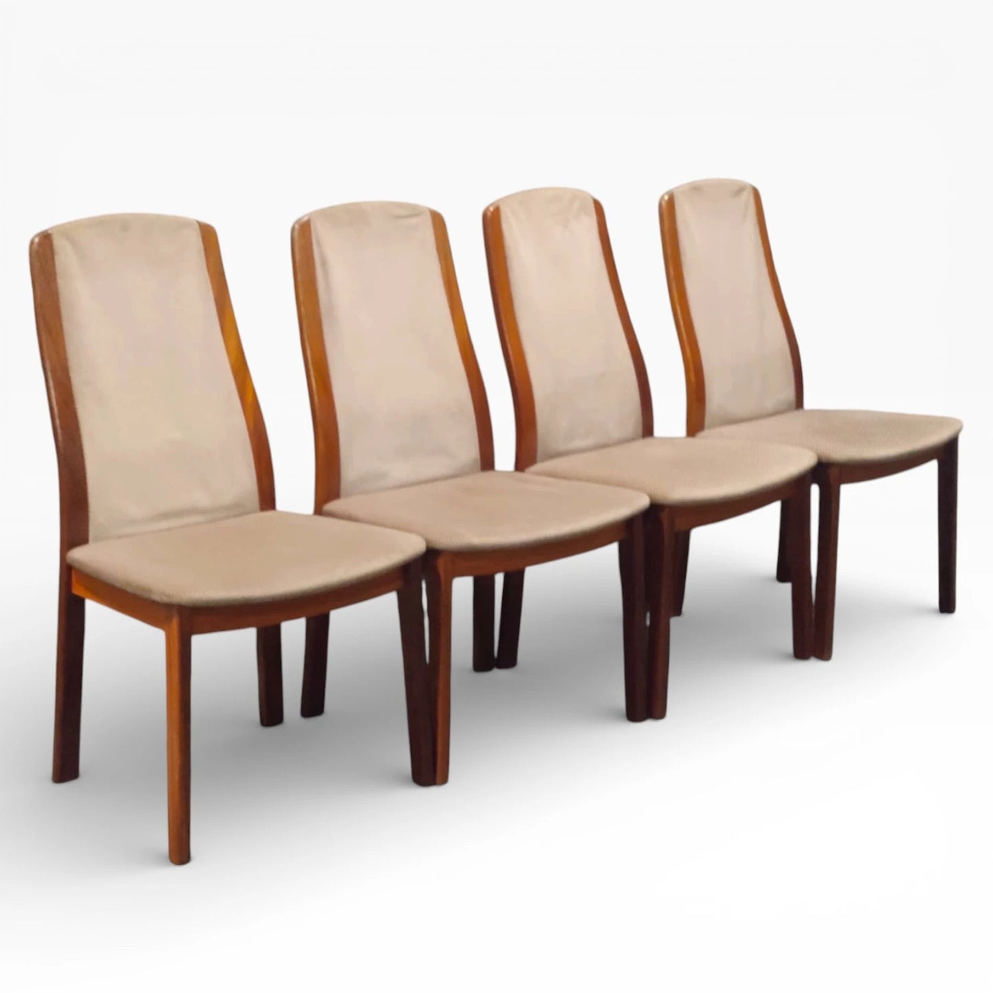 G Plan Dining Chairs – Set of Four Mid-Century Teak Chairs With Neutral Upholstery
