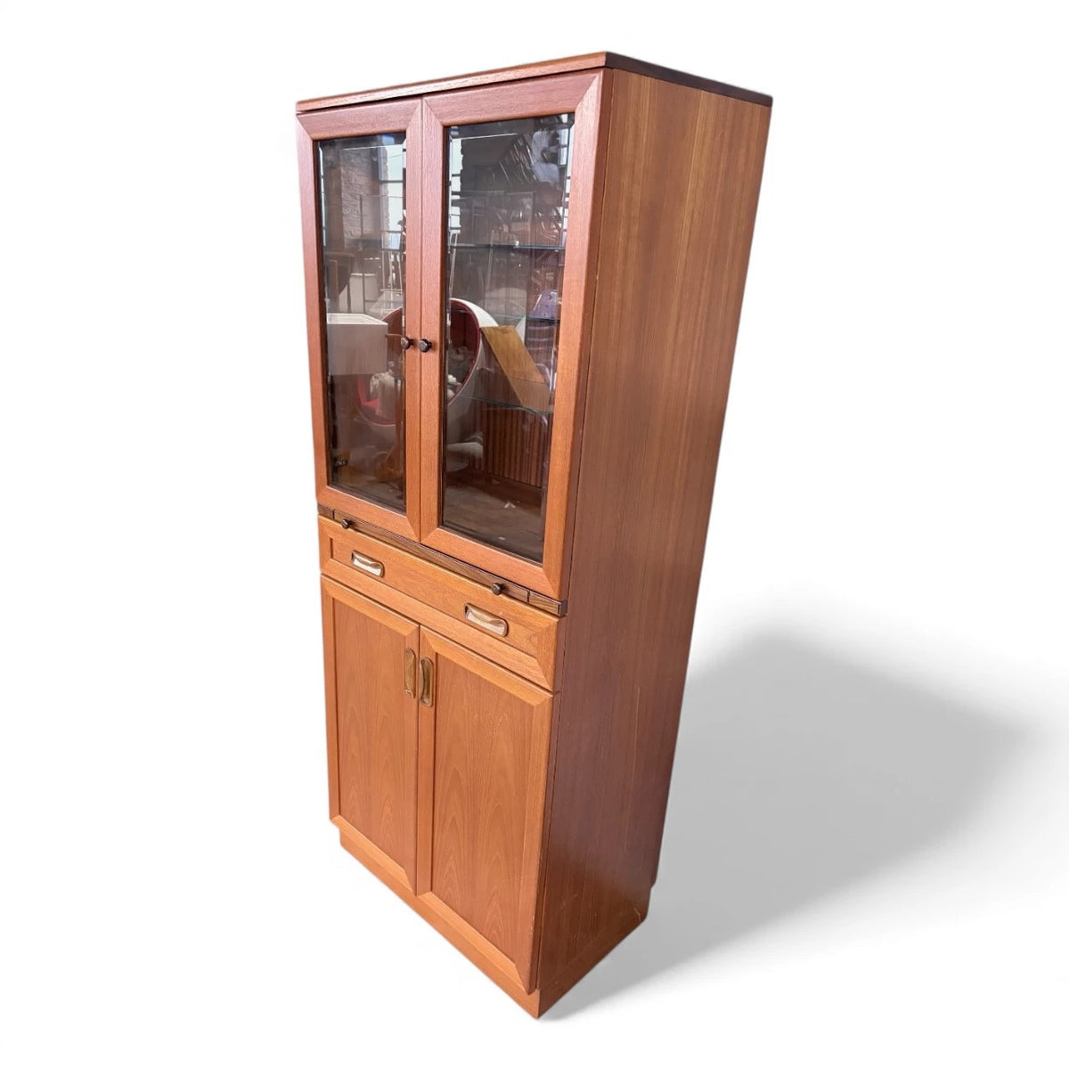 Mid Century Drinks Cabinet – G Plan Teak Display Cabinet With Adjustable Glass Shelves