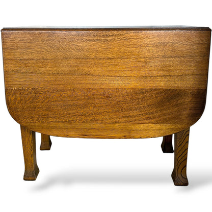 1920s Solid Oak “Gateless” Drop-Leaf Dining Table