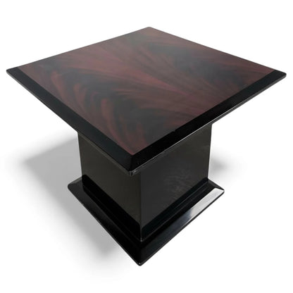 Art Deco Coffee Table – Square Rosewood Effect With Black Lacquer Base — view 2