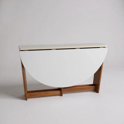 Scandinavian Vintage Oakwood Round Foldable Dining Table | 1970s Drop-Leaf Table