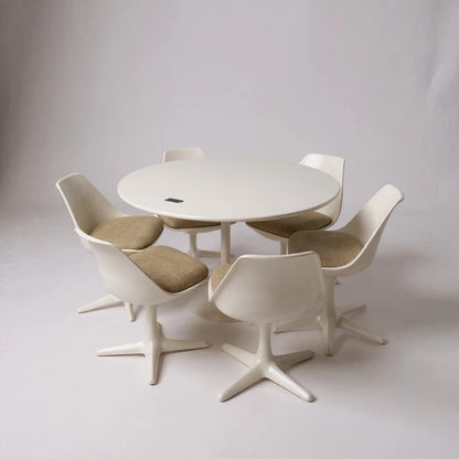 Maurice Burke for Arkana Tulip Dining Set – Round Table & 6 Chairs, Mid-Century Modern