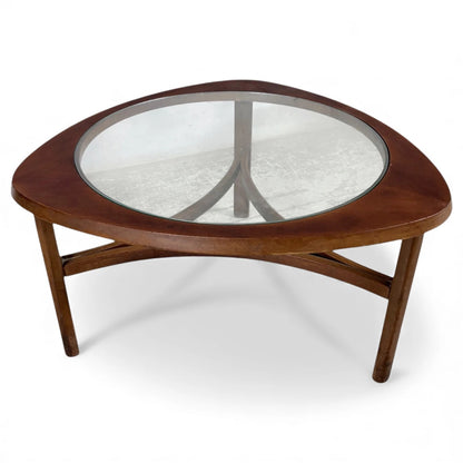 Smoked Glass Coffee Table - Mid Century Vintage Nathan Teak Frame Design — view 2