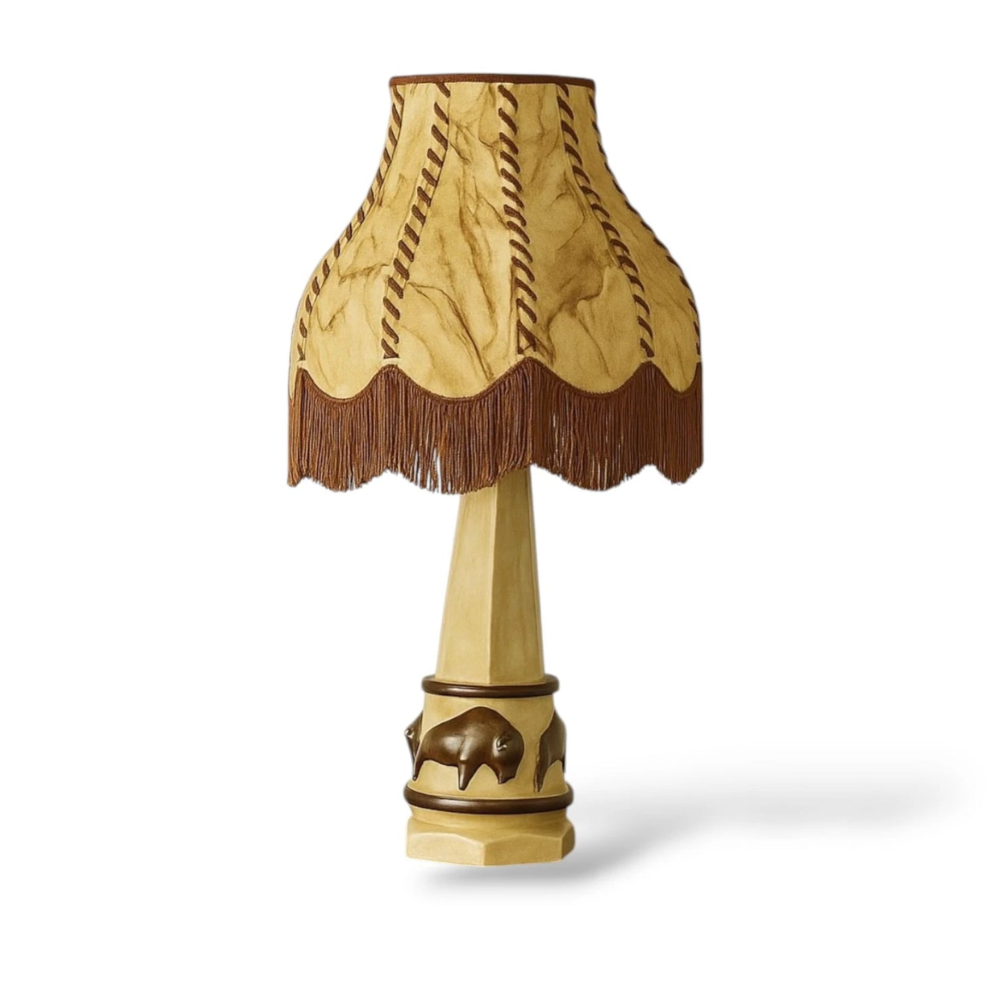 Mid-Century Ceramic Bull Lamp with Hide Shade – 1950s / 60s Western Modernist Design