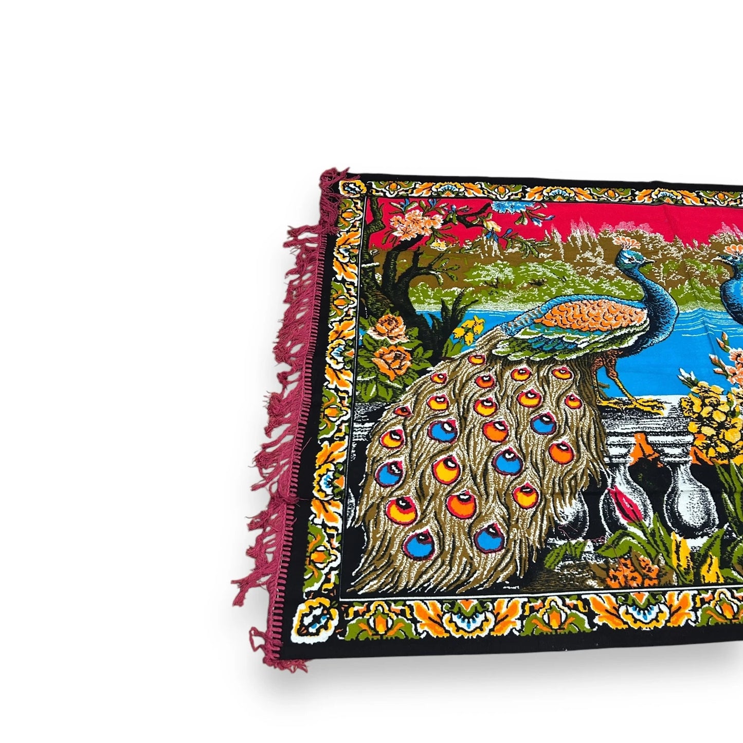 Vintage 1970s Turkish Peacock Tapestry