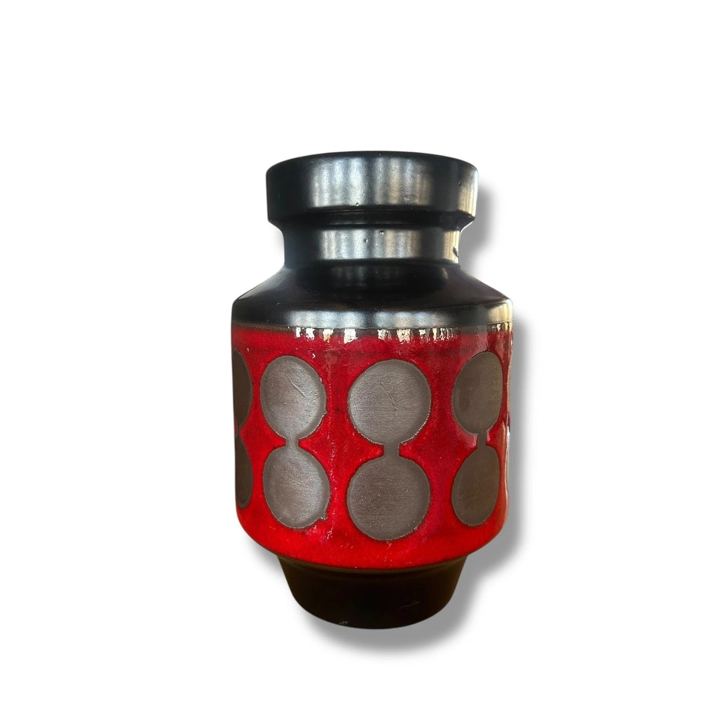 Vintage Dümler & Breiden Fat Lava Vase – Red & Black West German Mid-Century Ceramic