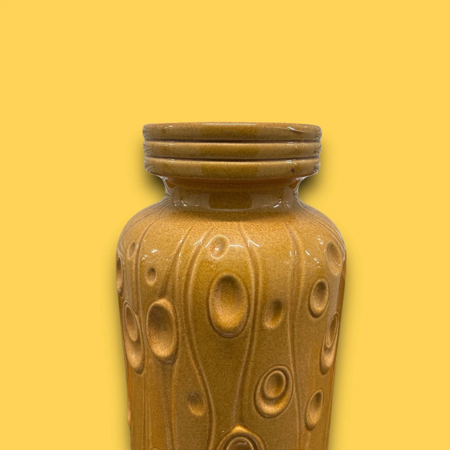 Scheurich West German Mid-Century Incised 'Koralle' Patterned Gold Glazed Ceramic Vase