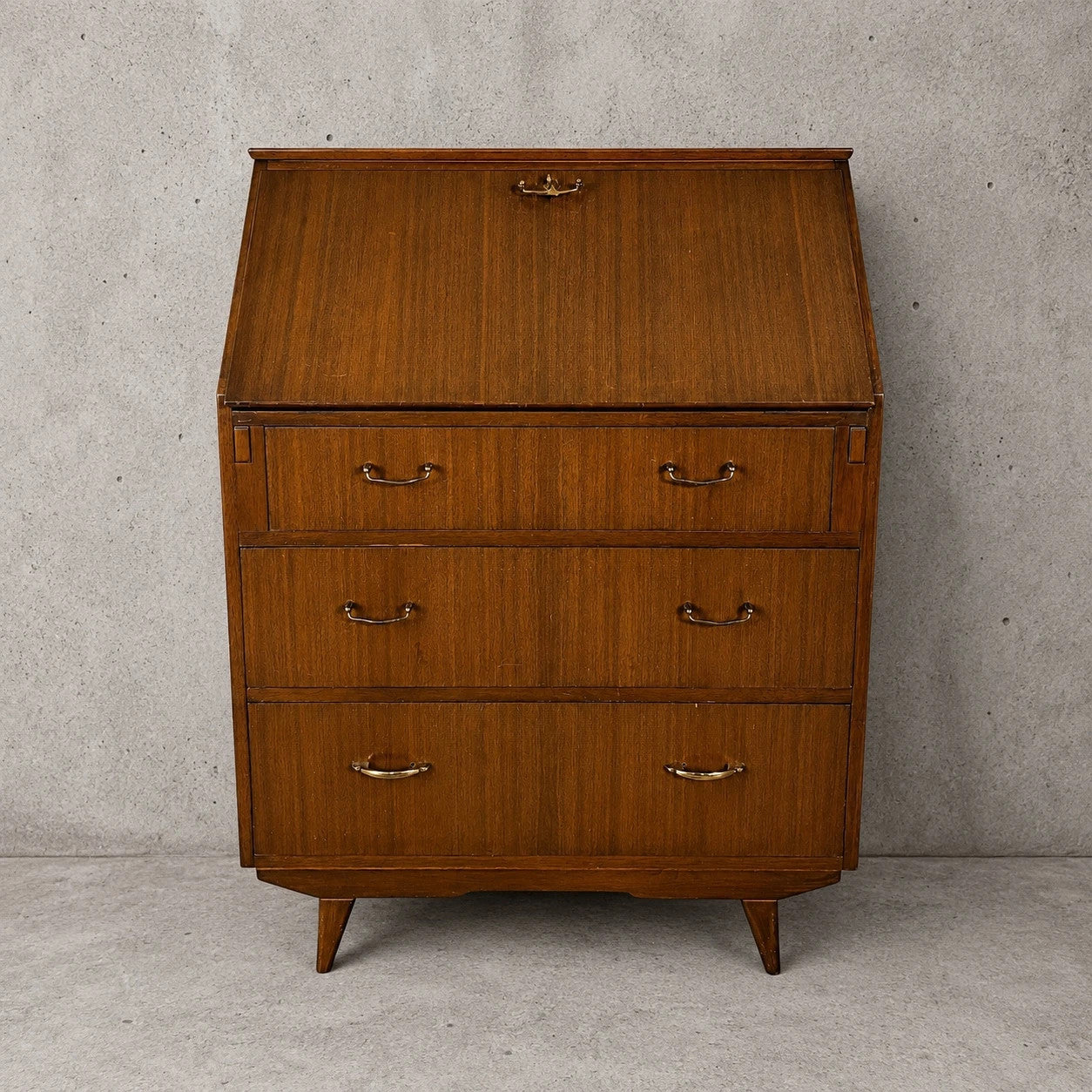 Mid Century Sutcliffe of Todmorden Walnut Bureau Writing Desk
