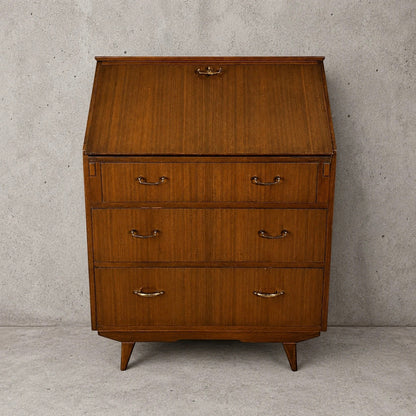 Mid Century Sutcliffe of Todmorden Walnut Bureau Writing Desk