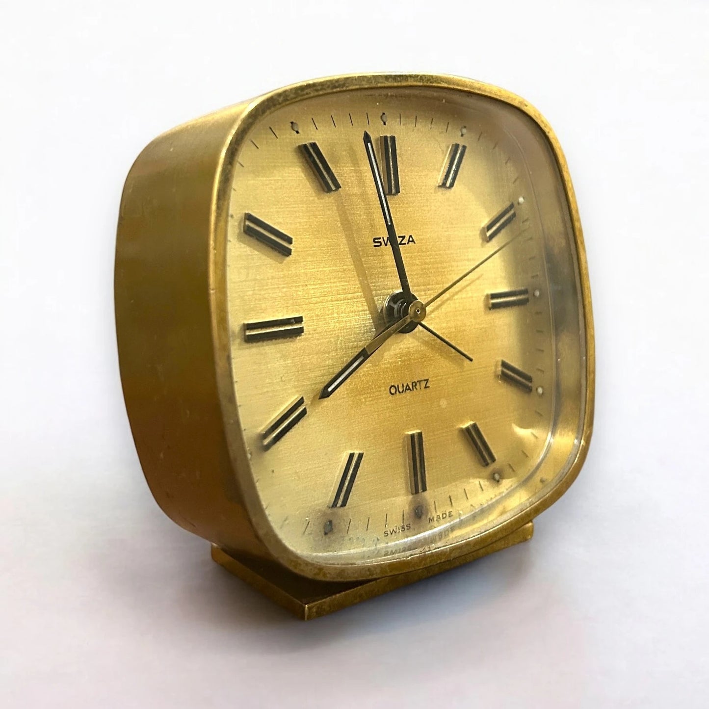 Vintage 1970s Swiza Brass Alarm Clock