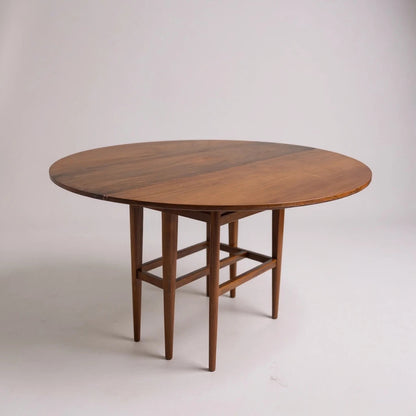 Mid Century Drop Leaf Dining Table | Vintage Teak Round Extendable Table
