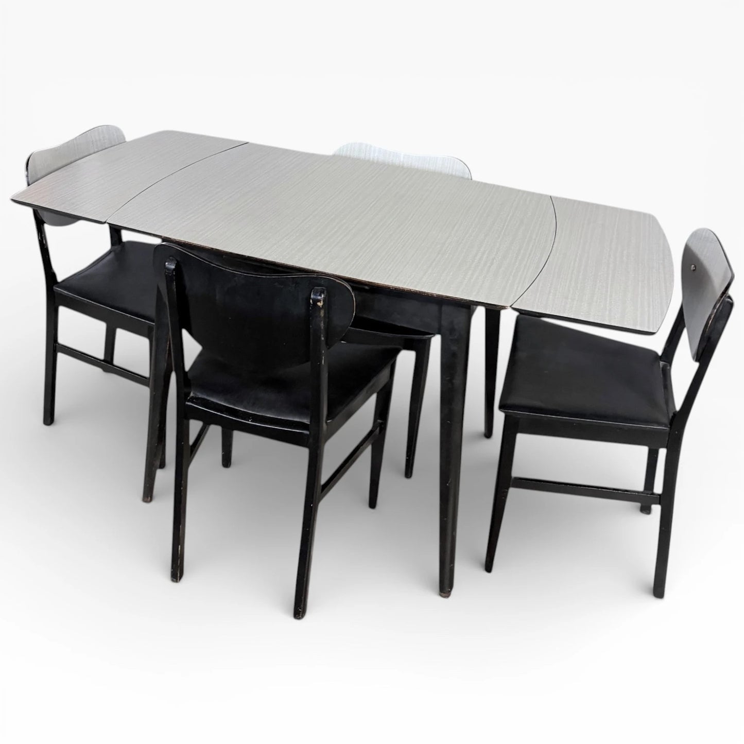 Vintage Drop-Leaf Dining Table – Mid-Century White Formica Extendable Set