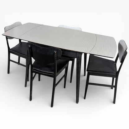 Vintage Drop-Leaf Dining Table – Mid-Century White Formica Extendable Set