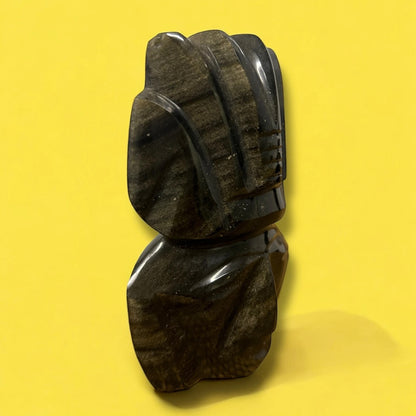 Vintage 1960s Aztec Carved Obsidian Statue